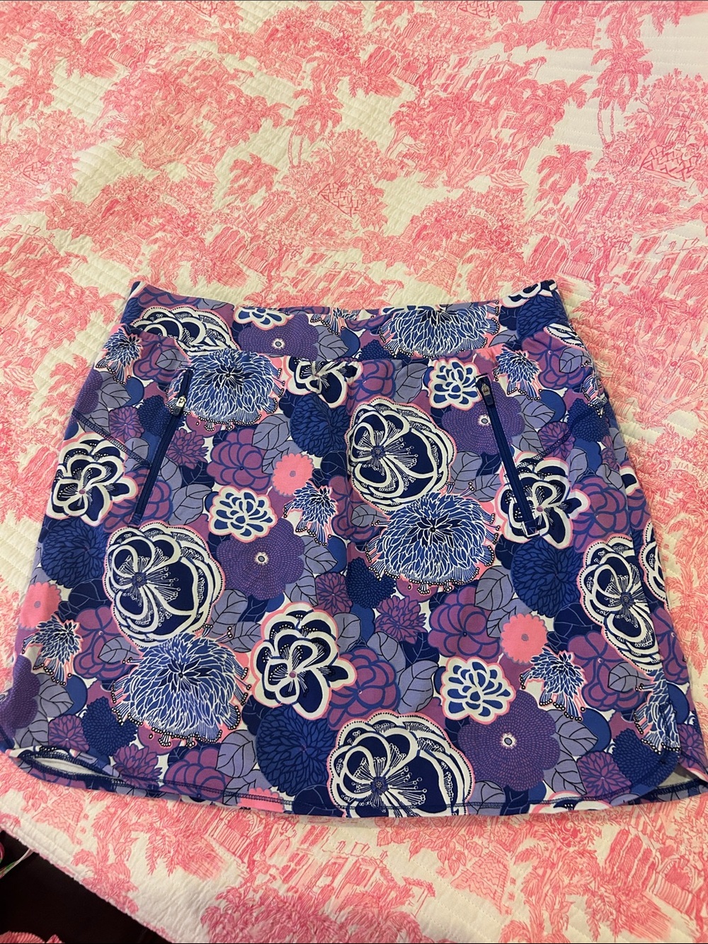 Talbots Blue and Pink Floral Mini Skirt